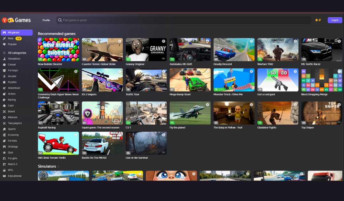 Discover Yandex Games, offering thousands of free online games across genres.